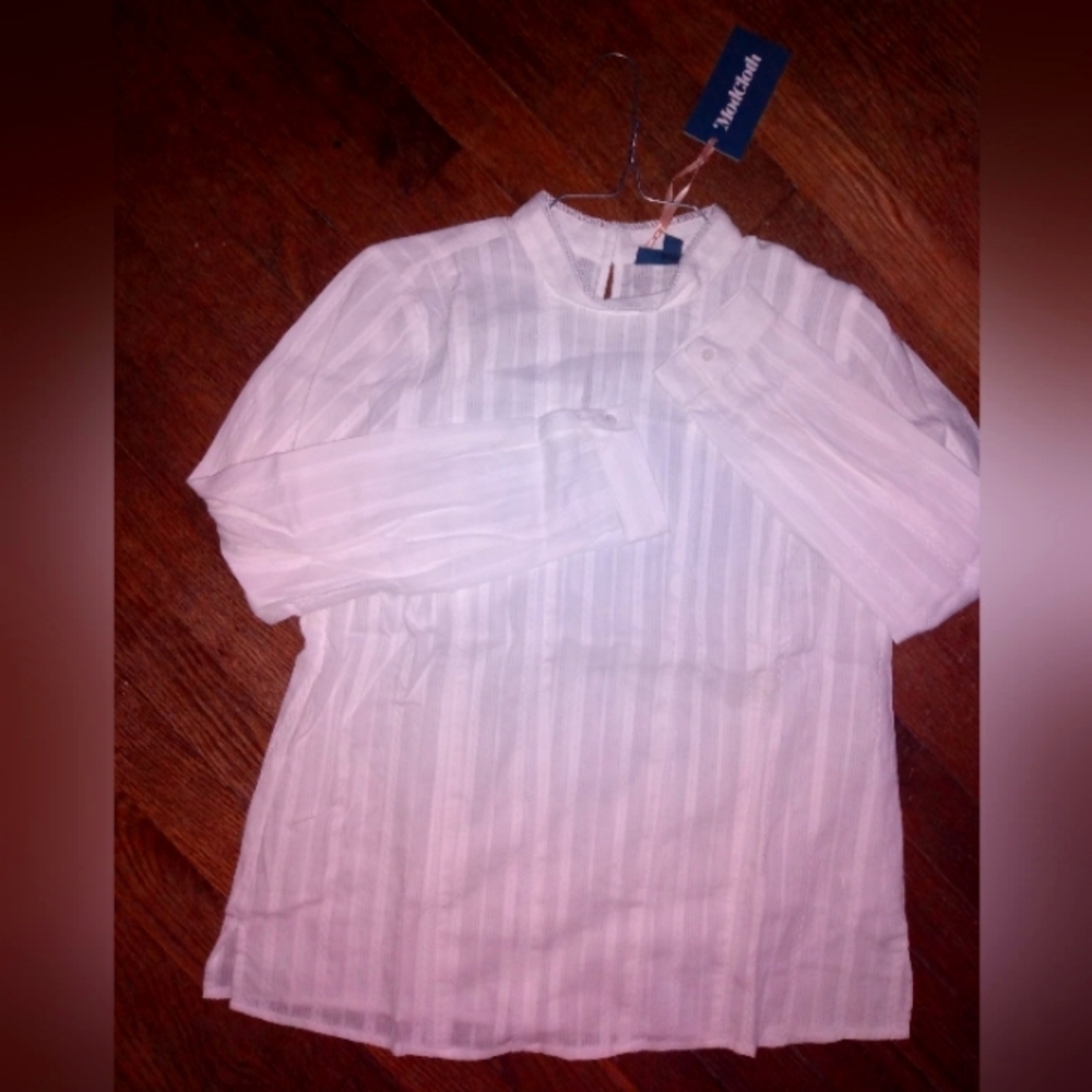 Ethereal Dreamy Victorian-esque White Mock-Neck Blouse Top